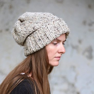 model wearing a chunky slouchy knitted hat