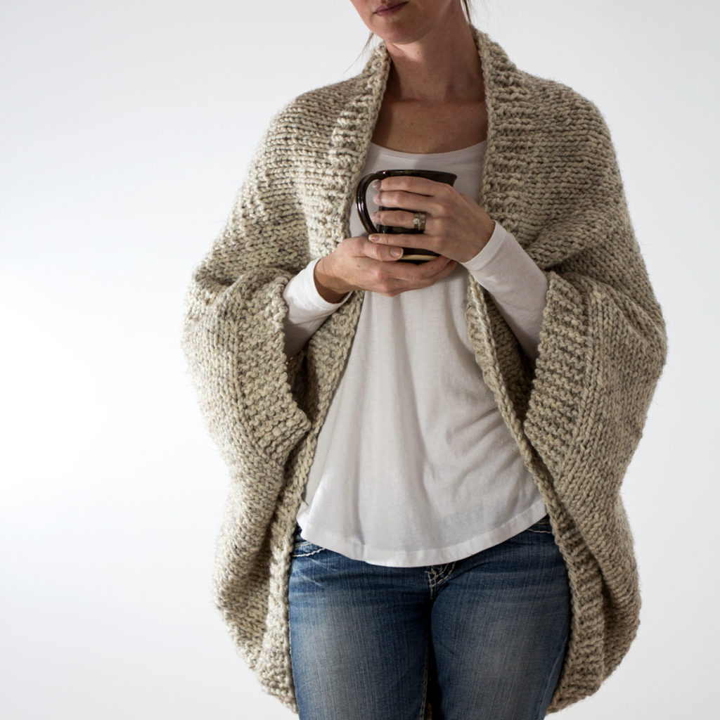 model wearing an oversized knitted sweater