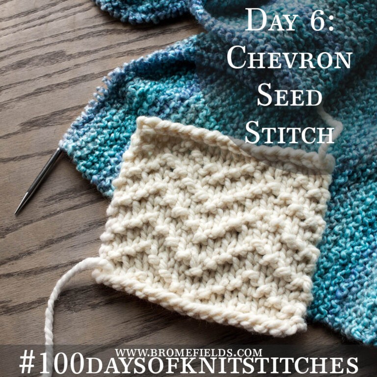 knitted swatch on a wood table