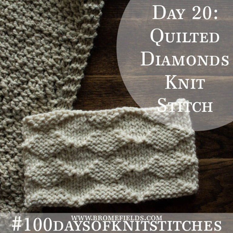 knitted swatch on a wood table