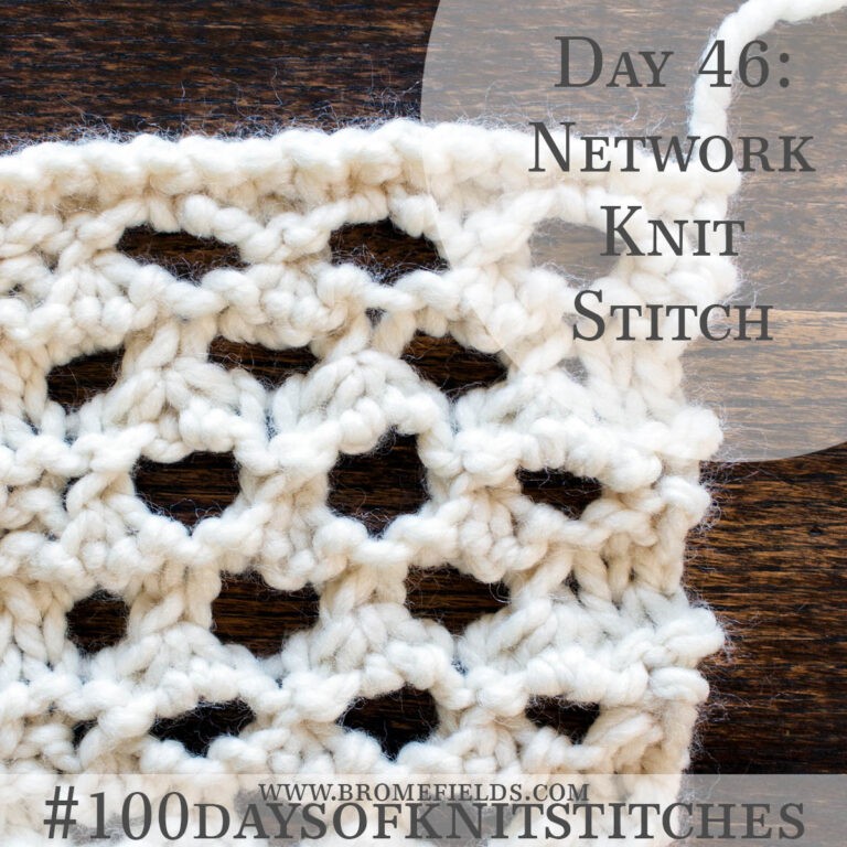 knitted swatch on a wood table