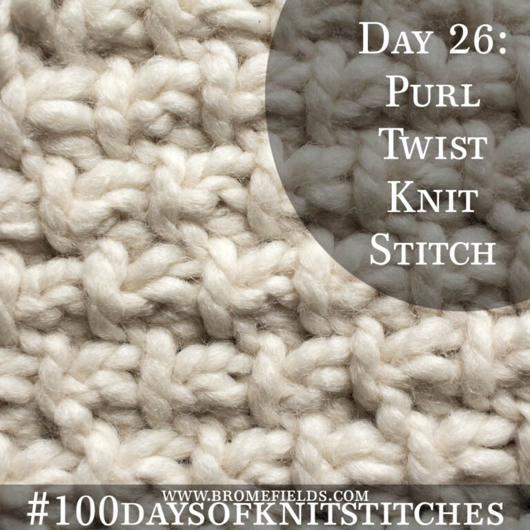 Day 26 : Purl Twist Knit Stitch : #100daysofknitstitches