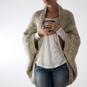 model wearing a knit scoop shrug