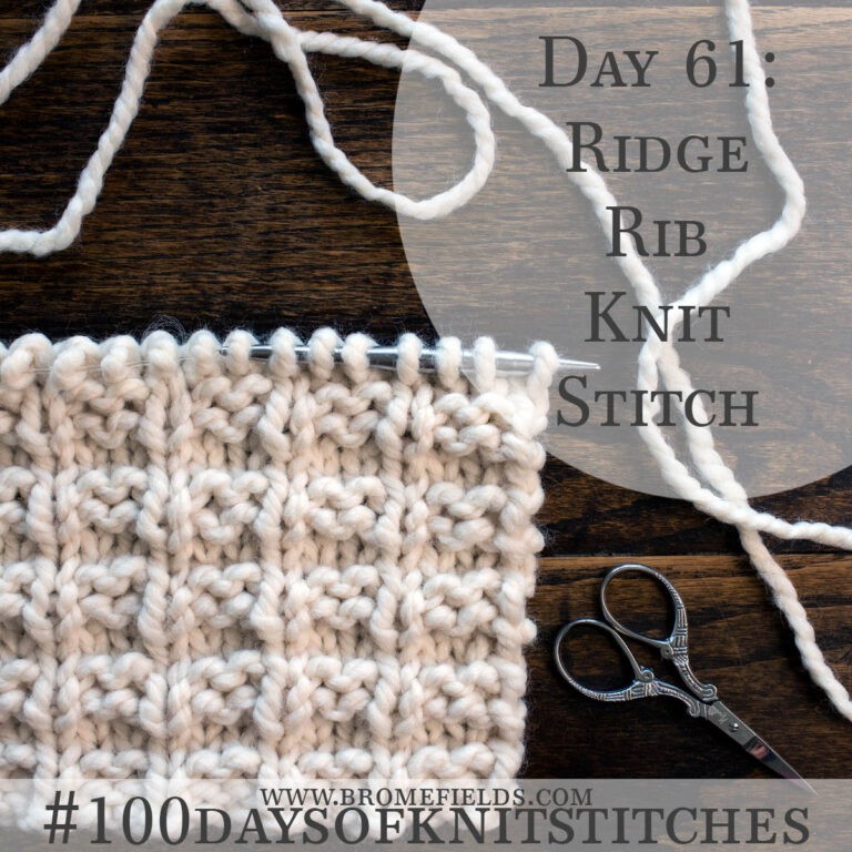 knitted swatch on a wood table
