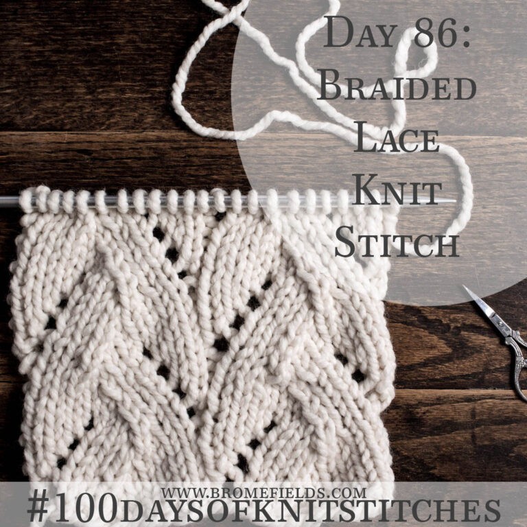 Day 86 : Braided Lace Knit Stitch : #100daysofknitstitches