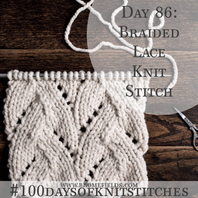 knitted swatch on a wood table
