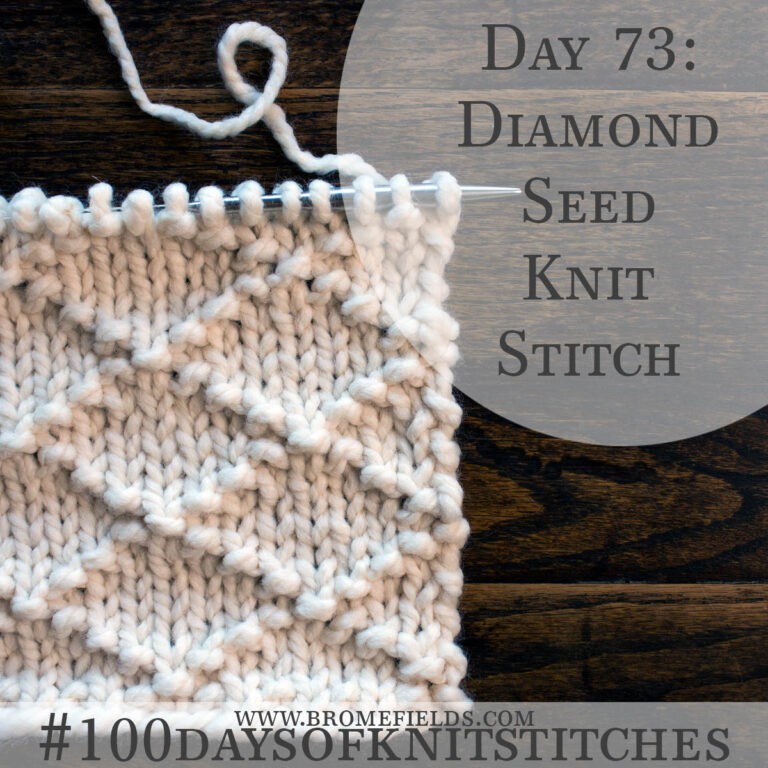 knitted swatch on a wood table