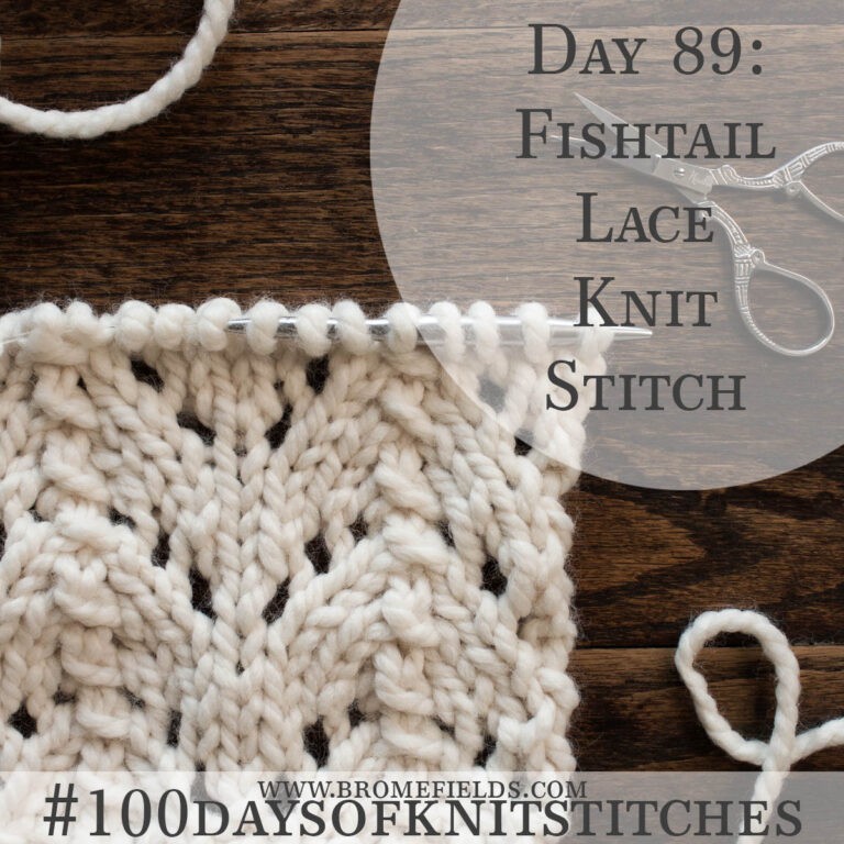 knitted swatch on a wood table