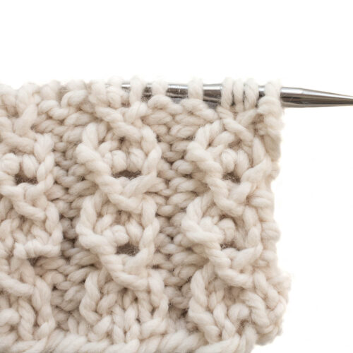 Swatch of the Shell Rib Knitting Stitch Pattern on a white background.