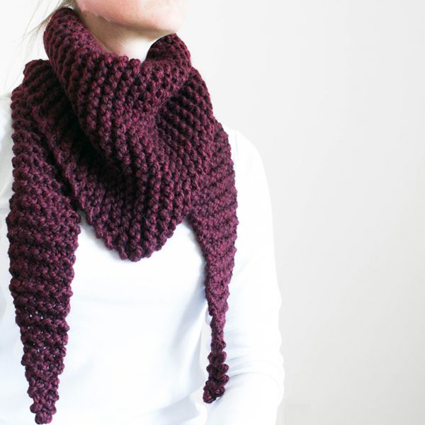 Claret Triangle Scarf Cowl Knitting Pattern