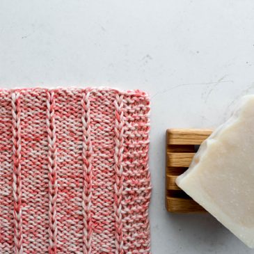 knit dishcloth on a table