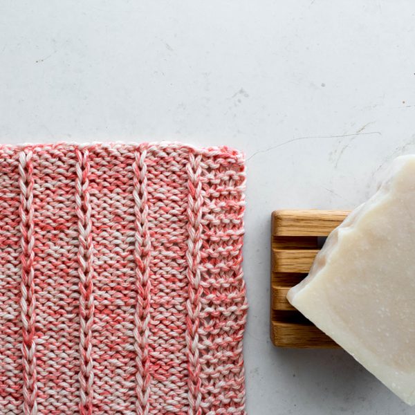 knit dishcloth on a table
