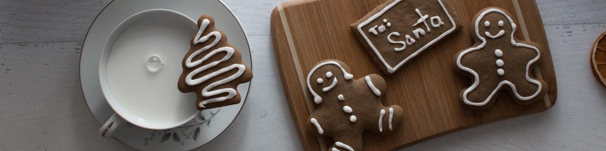 Christmas cookies and glass of milk