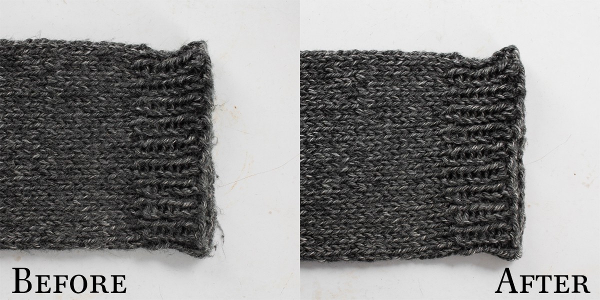 Shaver Before & After Lion Brand Heartland Sweater