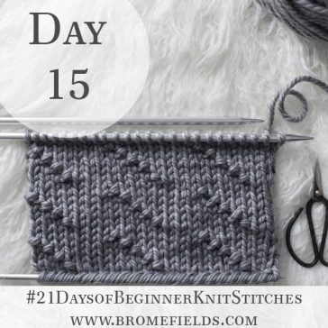 Broken Diagonal Seed Knit Stitch : Day 15 of the 21 Days of Beginner Knit Stitches : Brome Fields : #21daysofbeginnerknitstitches