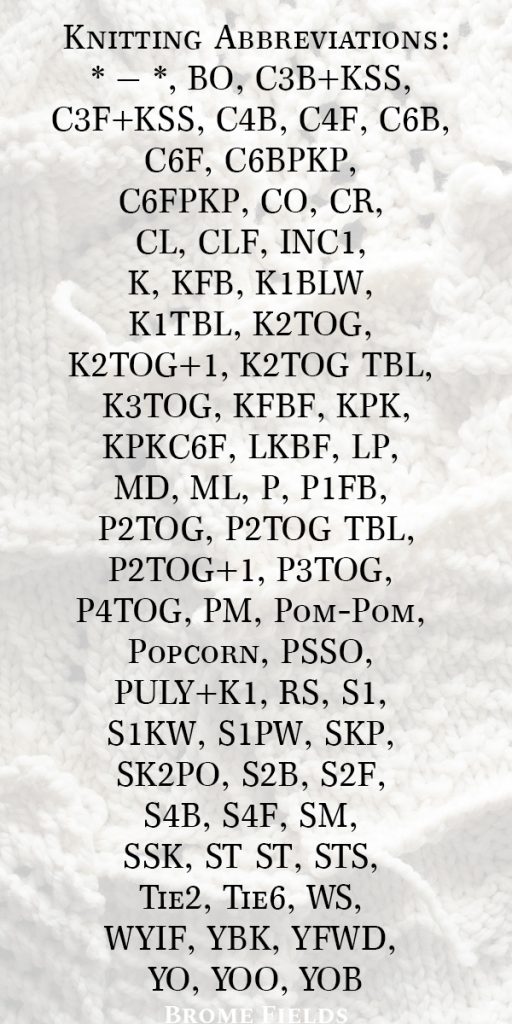 list of knitting abbreviations