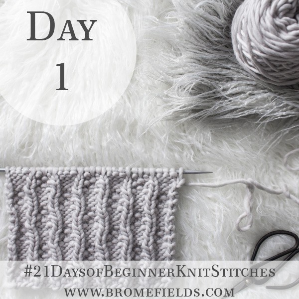 Dotted Ladder Knit Stitch : Day 1 of the 21 Days of Beginner Knit Stitches : Brome Fields