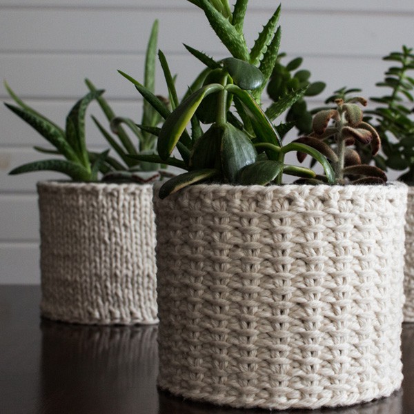 Jute Knit Stitch Plant Cozy Knitting Pattern