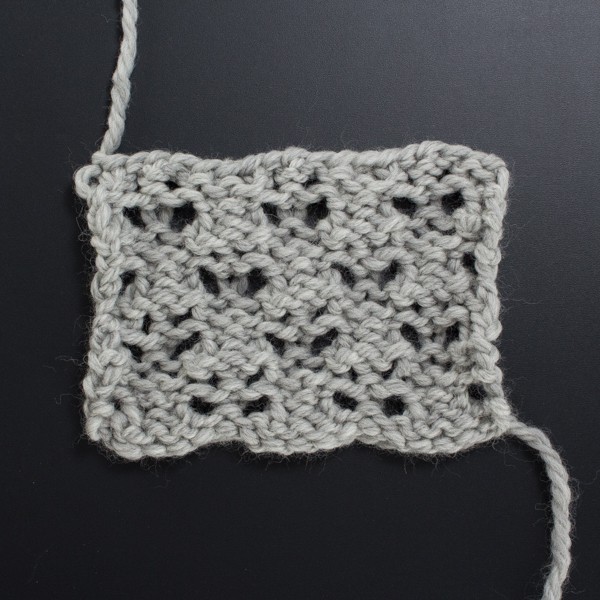 Swatch of the Back Side of the Baby Feather Diamond Lace Knit Stitch
