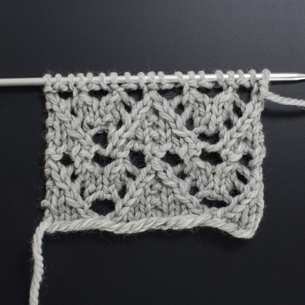 Swatch of the Front Side of the Arrowhead Lace Knit Stitch