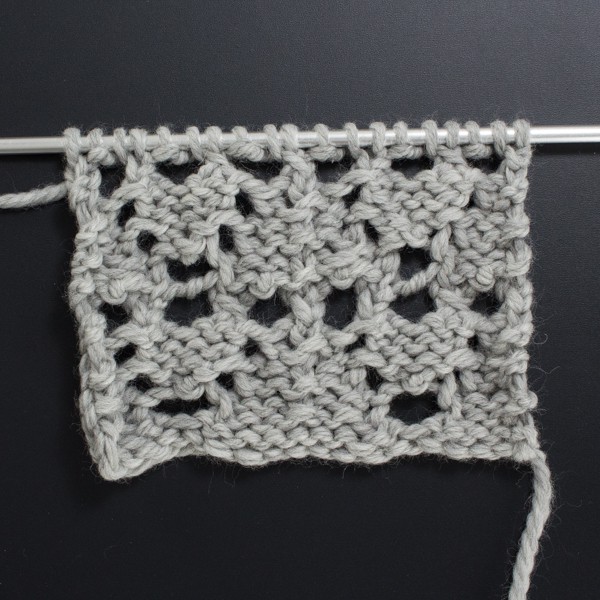 Swatch of the Back Side of the Arrowhead Lace Knit Stitch