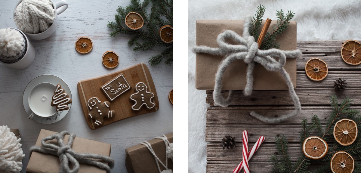 Christmas gifts and ginger bread man cookies