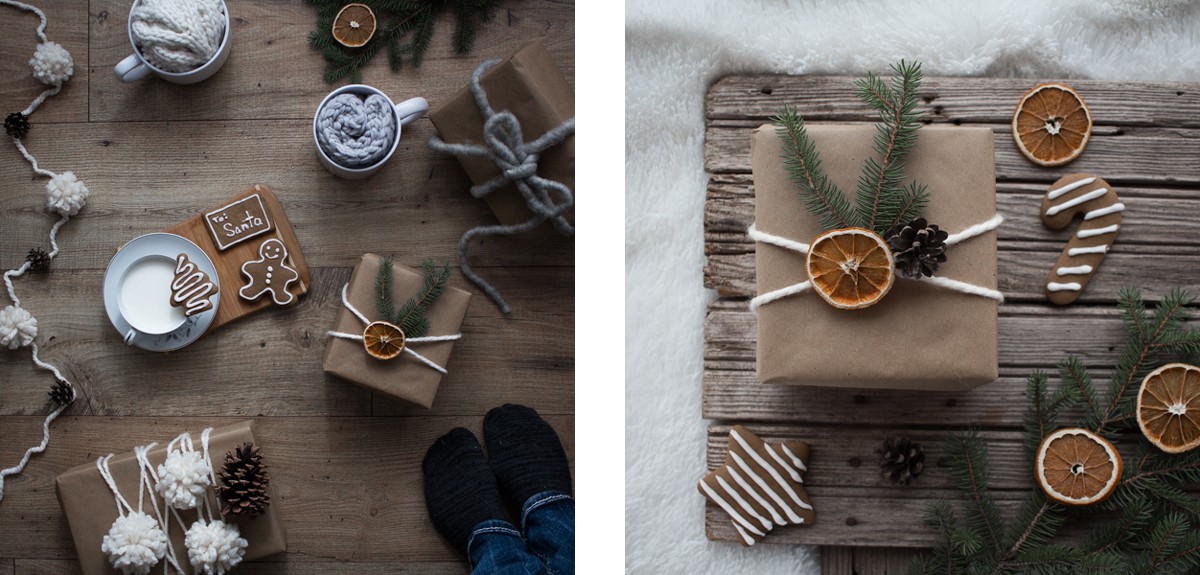 Christmas gifts of knitted headbands and cookies