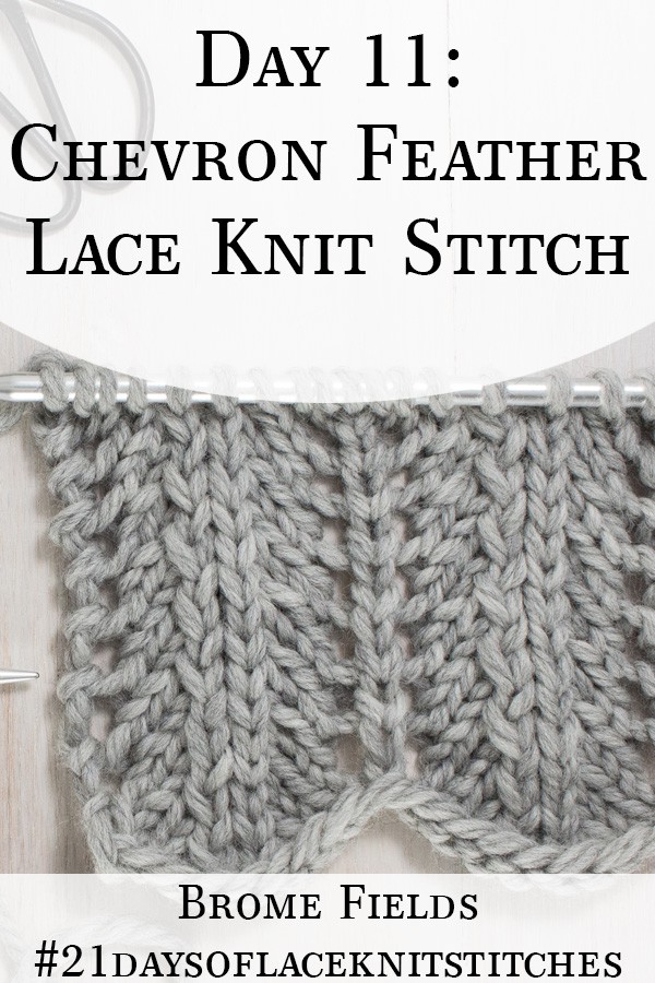 Swatch of Chevron Fan & Feather Lace Knit Stitch