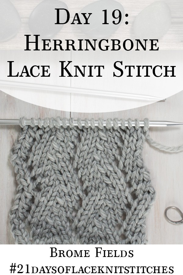 Swatch of the Herringbone Lace Knit Stitch