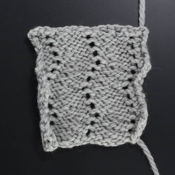 Swatch of the Back Side of the Herringbone Lace Knit Stitch