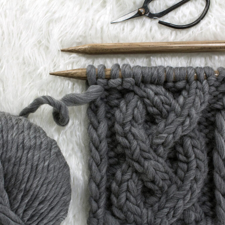 swatch of cable knit stitch