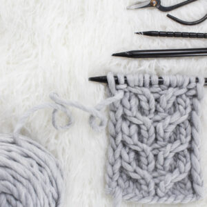 swatch of fishtail cable knit stitch