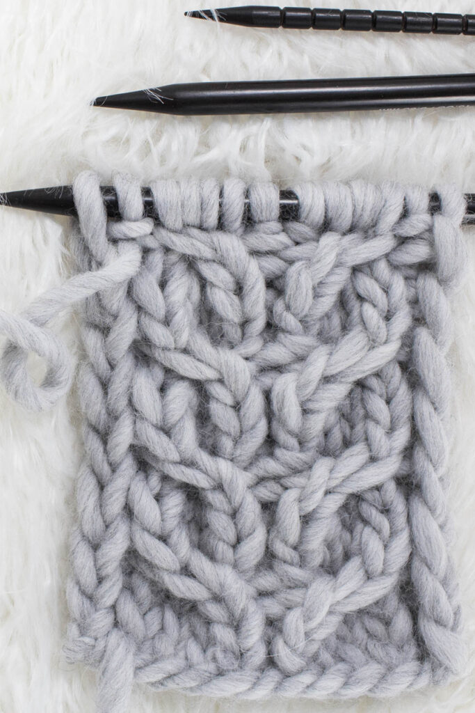 swatch of fishtail cable knit stitch