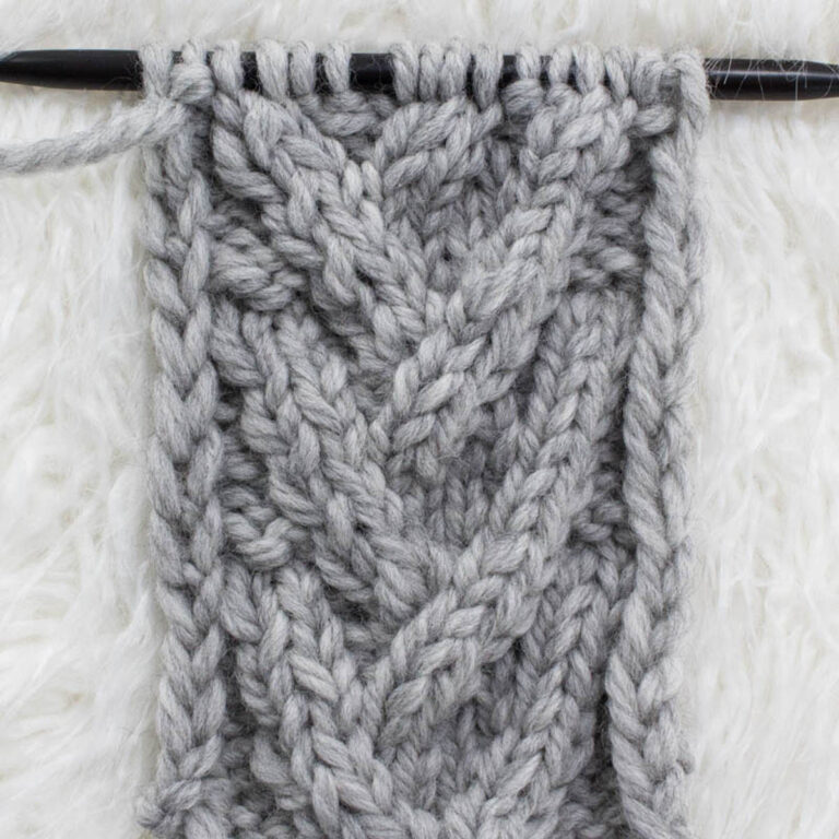Open V Stitch Cable Knitting Stitch Pattern