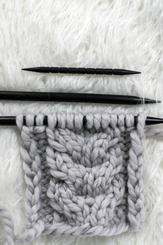 Swatch of the Side-by-Side Cable Knitting Stitch Pattern