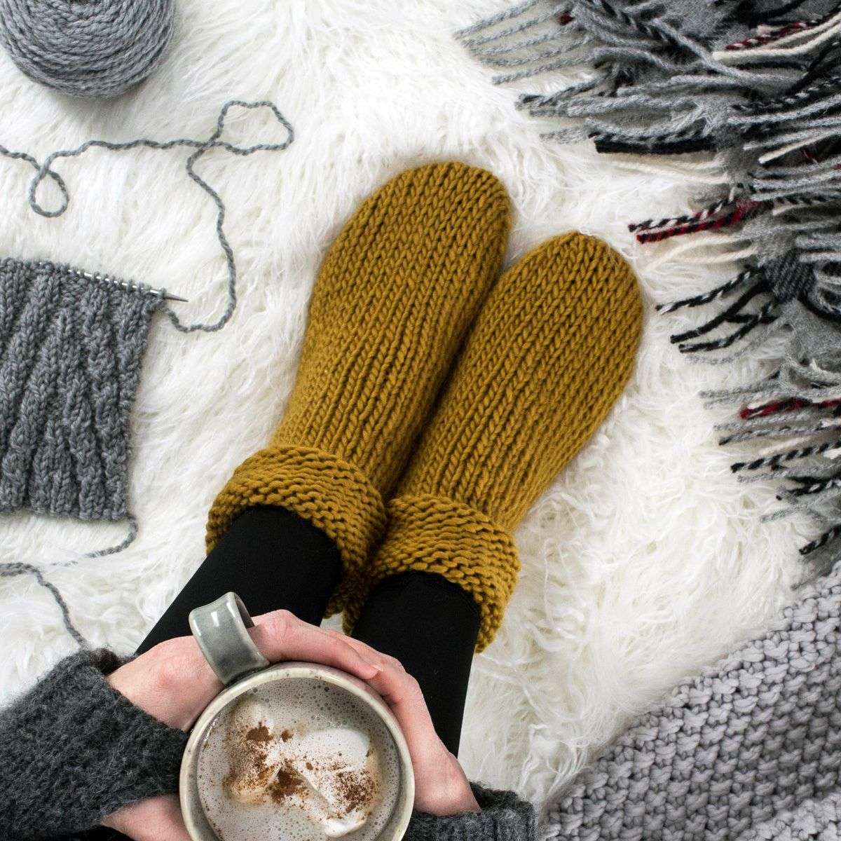 Cozy Cabin Tube Sock Knitting Pattern