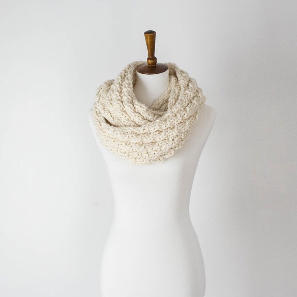 knit chevron scarf on a dress form