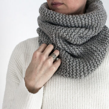 knit cowl on a model