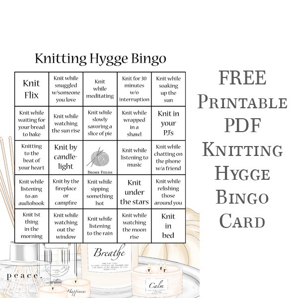 24 Days of Knitting Hygge Bingo Challenge