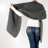 model wearing knit blanket scarf