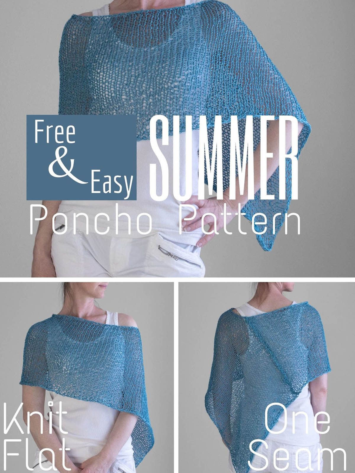 3 images of a poncho on a model