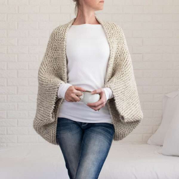 Cocoon Blanket Sweater Knitting Pattern : Meditation : Brome Fields