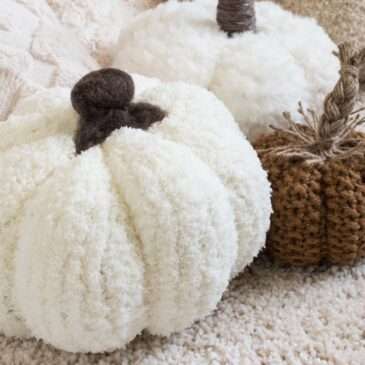 multiple hand knit pumpkins