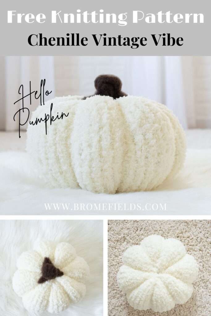 multiple pics of a hand knit pumpkin