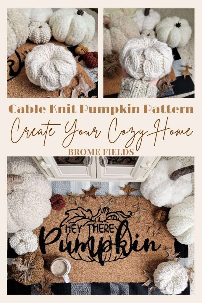 multiple pics of hand knitted pumpkins