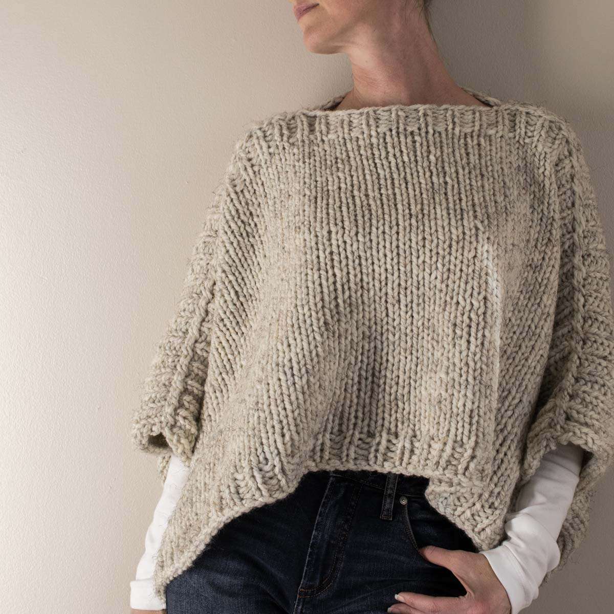 Chunky Poncho Sweater Knitting Pattern : Brome Fields