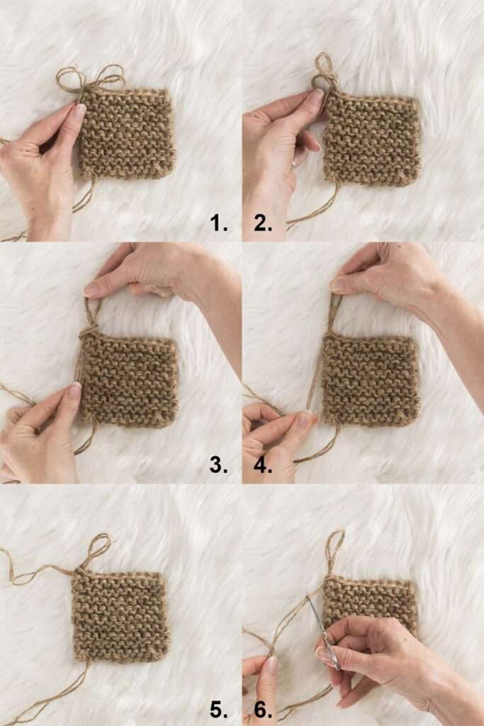 how to tie a loop on jute dish scrubbers