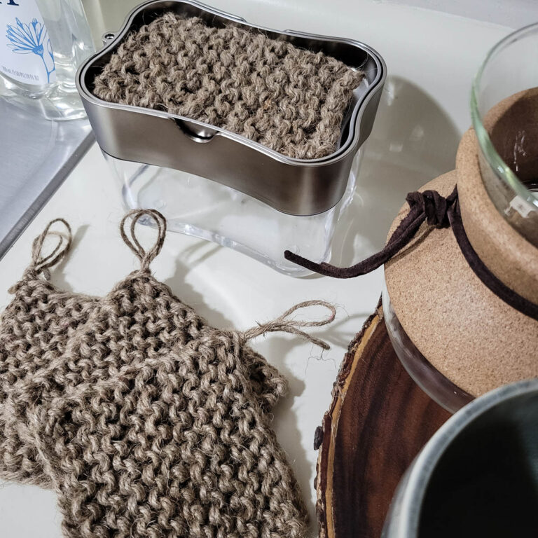 4 jute twine knitted dish scrubbers