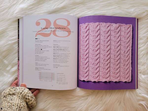 open book of blanket squares knitting stitches