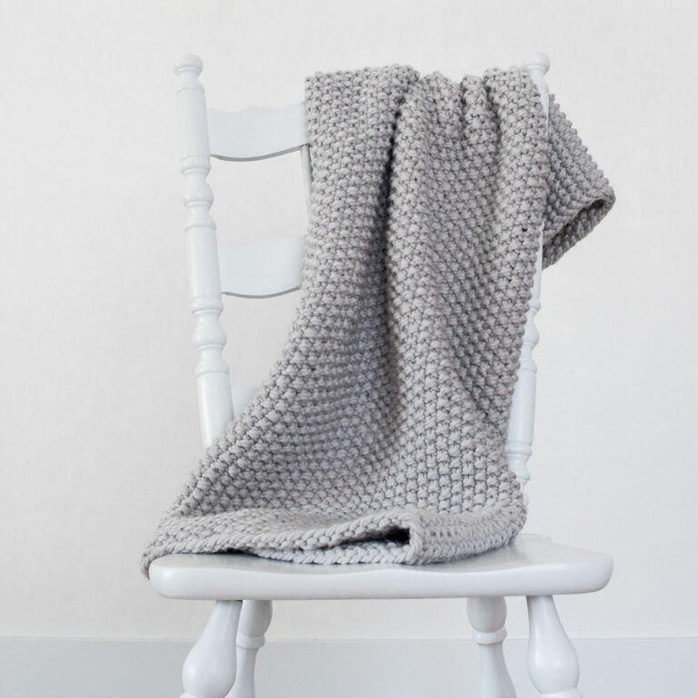 Chunky Seed Stitch Blanket Knitting Pattern